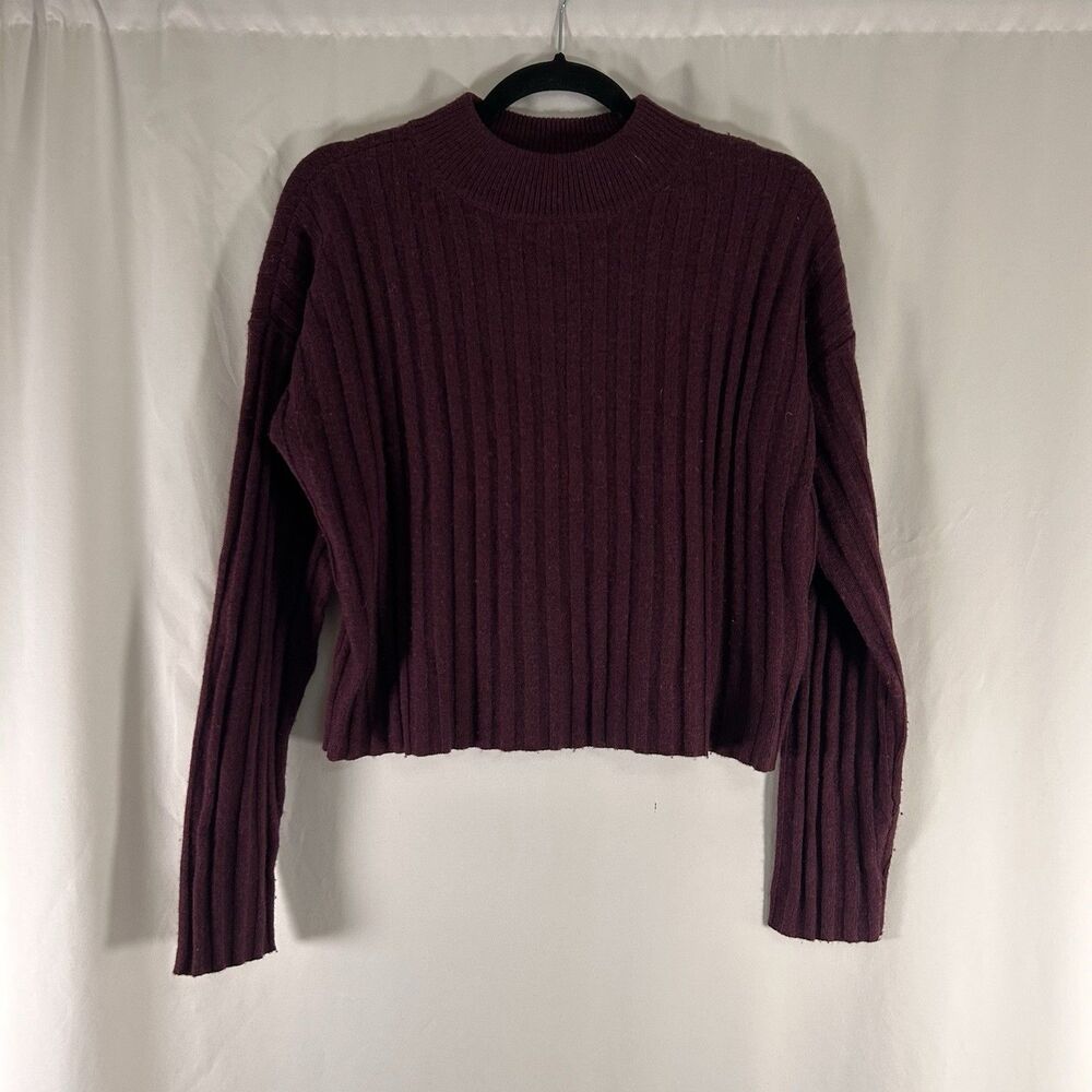 Madewell Wool Blend Sweater Women's Small Purple Ribbed Knit Turtleneck Pullover